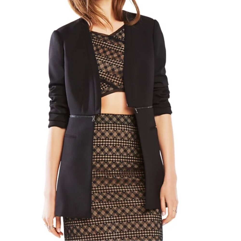 BCBG Maxazria Derek Cutaway Black Blazer NWOT (not beige)
